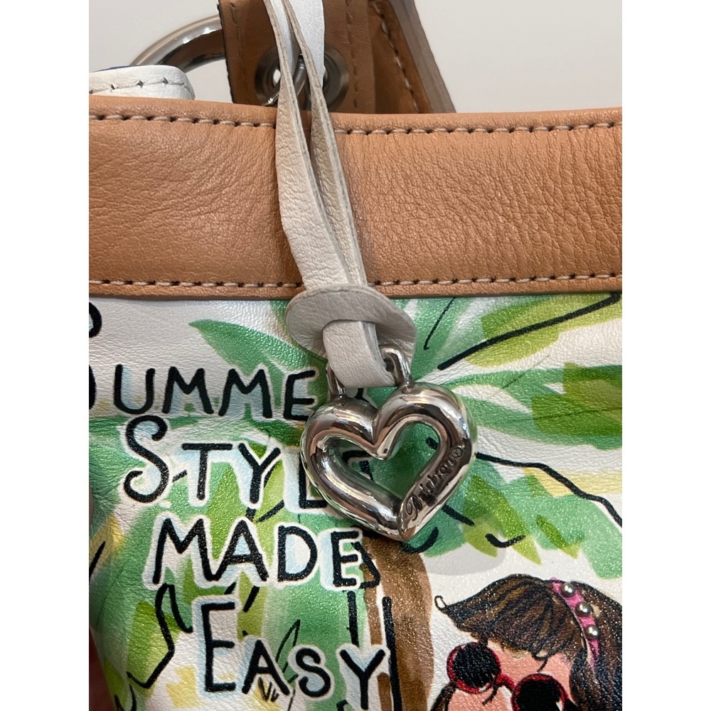 Brighton California‎ Dreaming Whimsical Graphic Art Leather Crossbody Purse - Picture 8 of 12